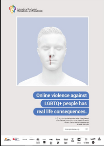 Poster: Online violence against LGBTQ+ people has real consequences.