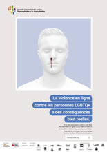 Load image into Gallery viewer, Poster: Online violence against LGBTQ+ people has real consequences.
